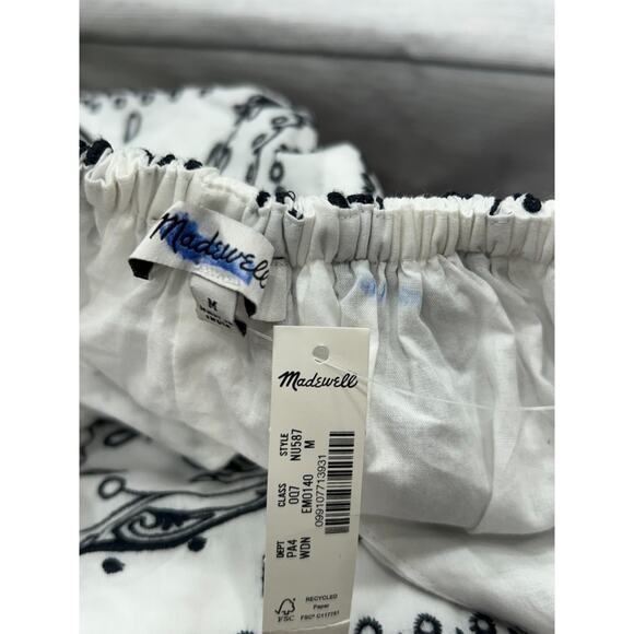 NWT Madewell Womens Embroidered Deep V-Neck Midi Dress Bandana White Size M - Picture 8 of 13